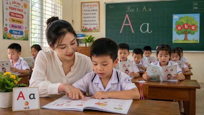 Cô giáo kiên trì giúp trẻ đọc